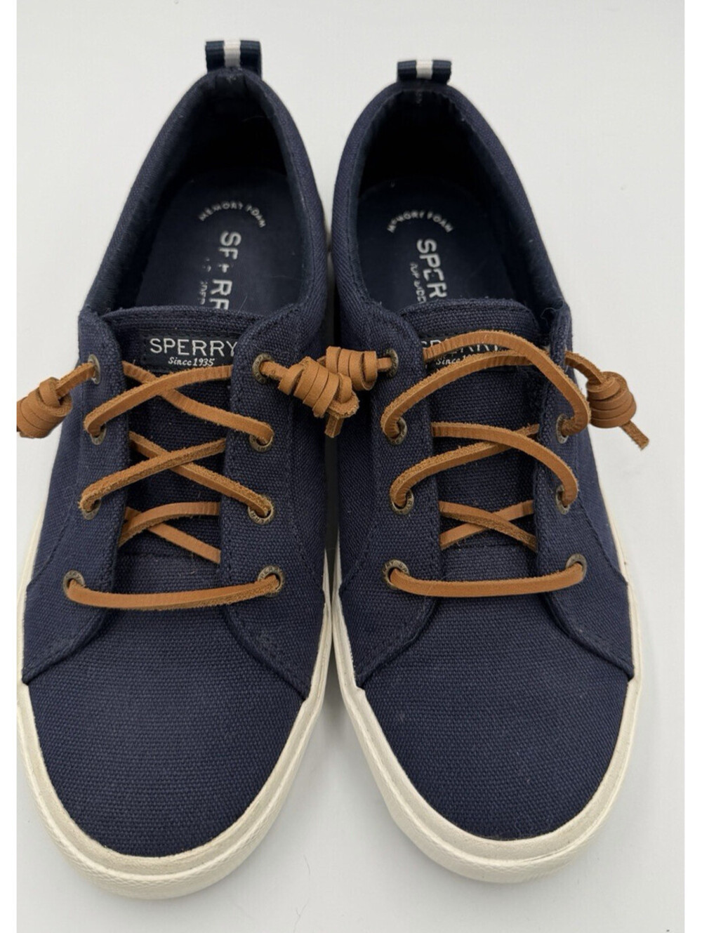 Sperry Pier Wave LTT Women's 8 Navy Canvas Sneakers Lace Up Boat Shoes